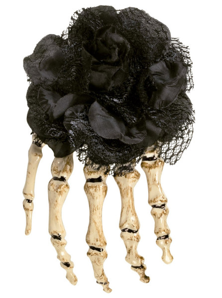 Haarspange Skelett Hand Black Rose