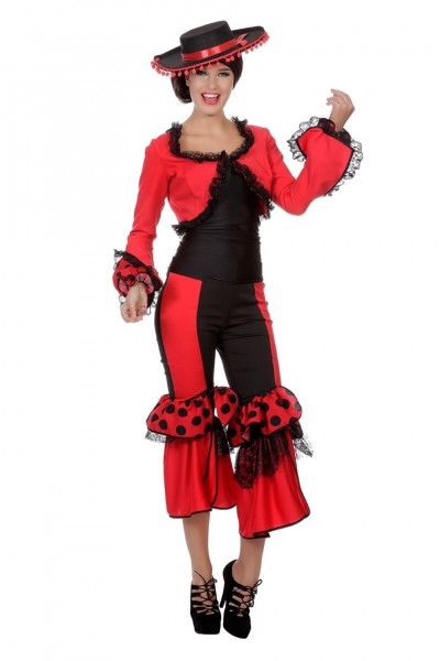 Costume de danseuse de flamenco rouge Flavia pour femme
