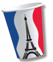10 Frankreich Pappbecher Eiffelturm 200ml