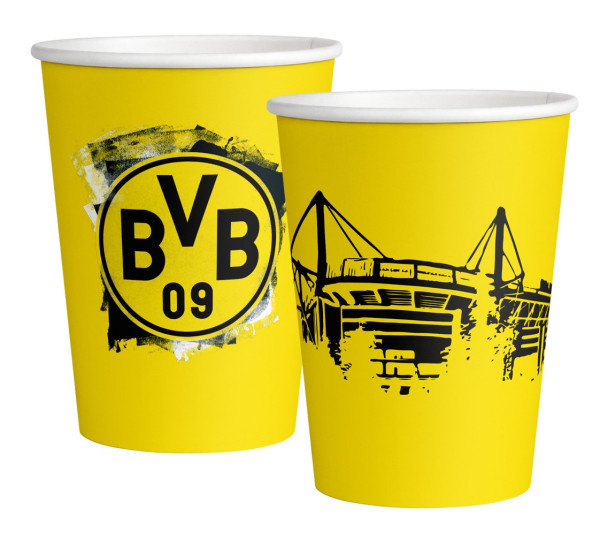 8 BVB Dortmund papieren bekers 250ml