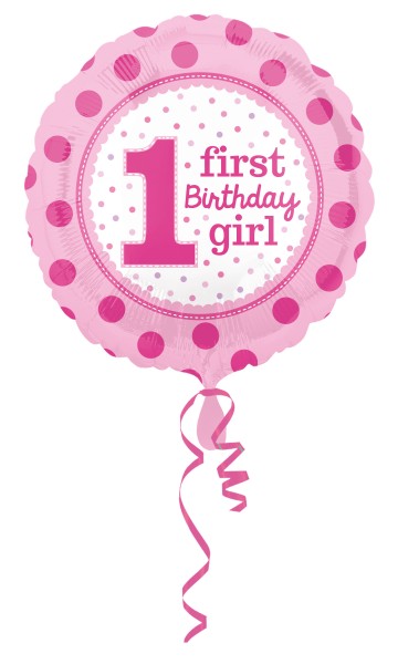 Folienballon First Birthday Girl rund