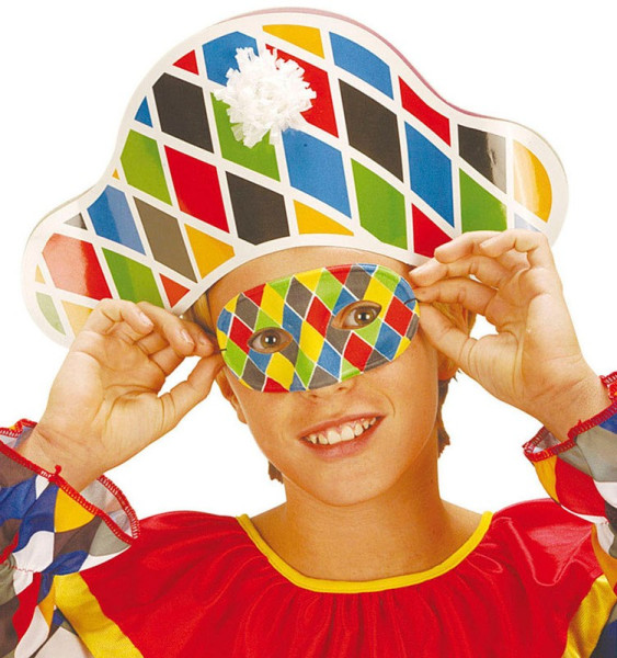 Maschera per gli occhi da clown Arlecchino per bambini 3