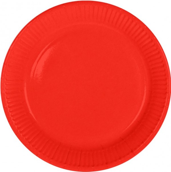 8 platos de papel rojo 23cm