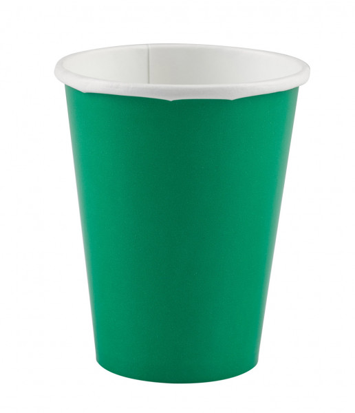 8 Paper Party Cups Green 266ml