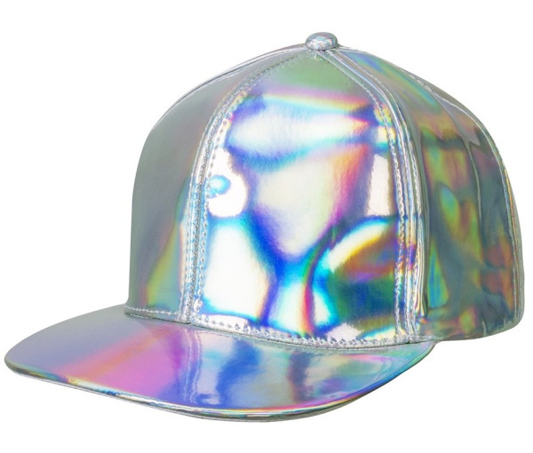 Holografische baseballpet zilver
