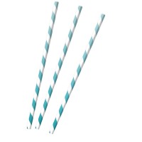 12 Shiny Light Blue Paper Straws