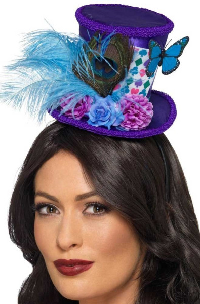Bajkowy mini kapelusz fioletowo-niebieski