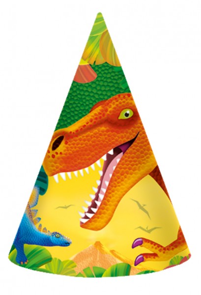 8 Dinosaurier Partyhüte Urzeit Giganten
