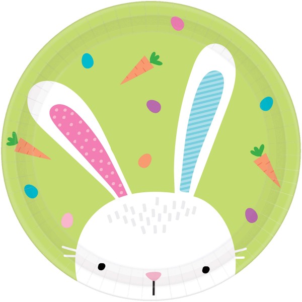 8 platos de papel Happy Bunny 23cm