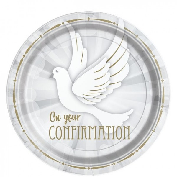 8 Confirmation paper plates Holy Day 266ml