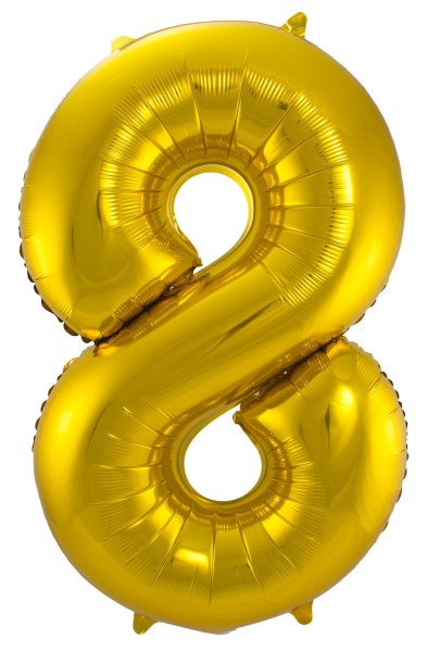 Nummer 8 folieballon in goud 86cm