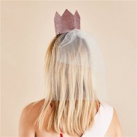 Preview: Bride glitter crown with veil