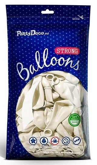 50 Partystar metallic Ballons weiß 27cm