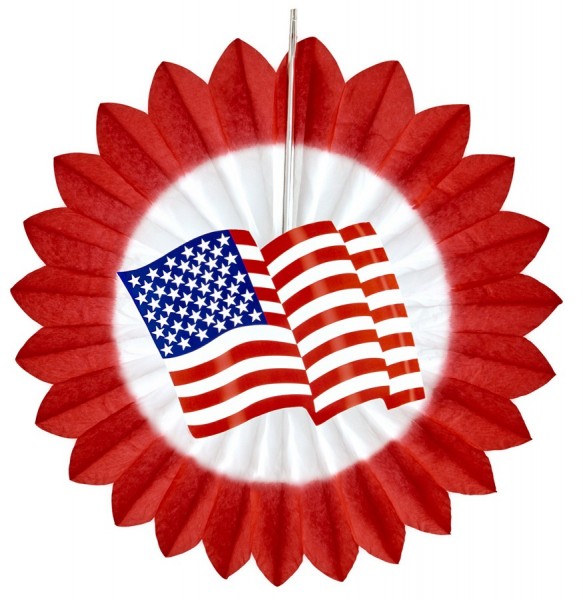 Red American paper fan