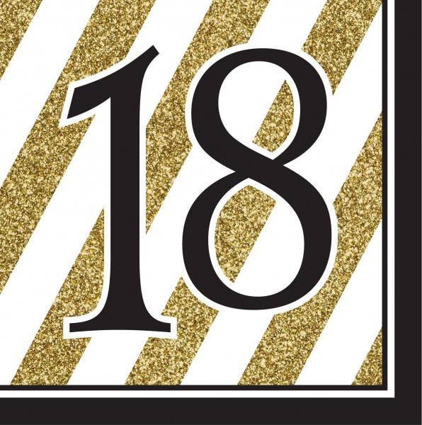 16 serviettes magiques 18ème anniversaire 33cm