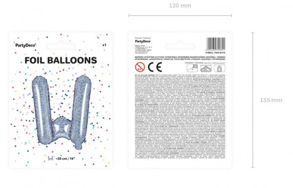 Holografisk W folieballong 35cm 2