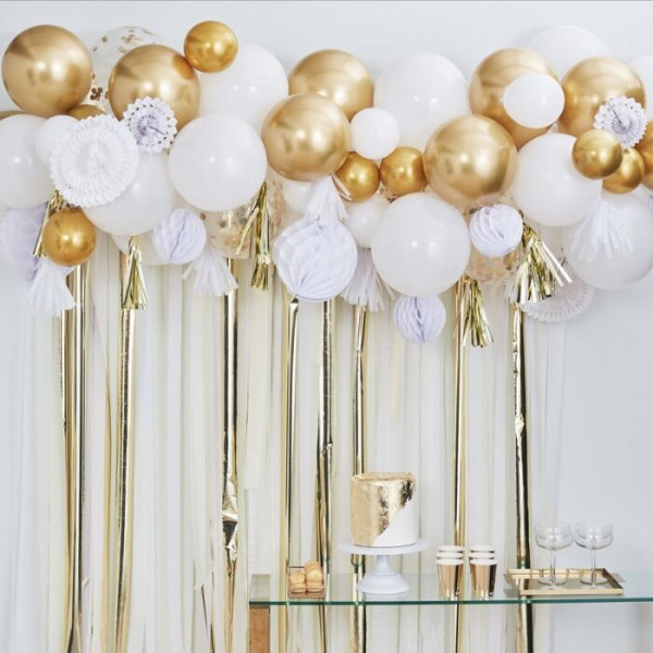 Goudkleurige ballonslinger decoratie set