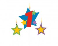 Stardust number candle 1 for cakes 3 pieces