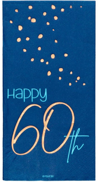 10 eleganckich niebieskich serwetek na 60 urodziny 33cm 2