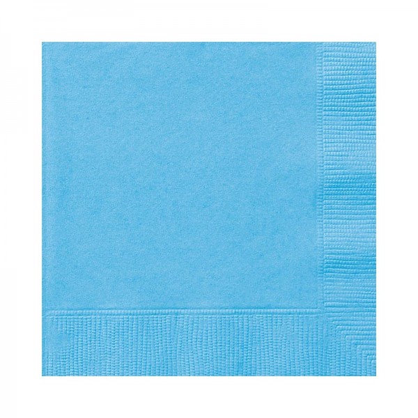 20 serviettes bleu clair 25cm