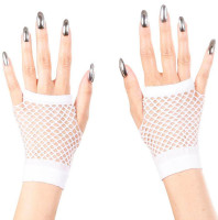 Vorschau: Fingerlose Netzhandschuhe Weiß