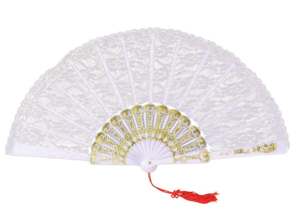 White fan made of lace fabric