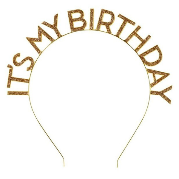 Bandeau à paillettes dorées 'It's My Birthday"