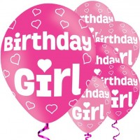 6 Latexballons pink Birthday Girl 28cm