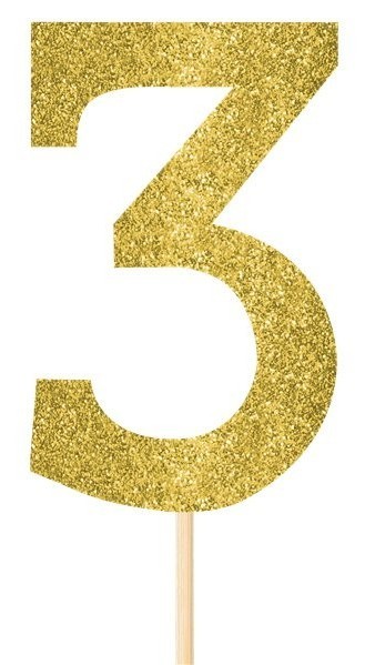 2 glittering cake decoration numbers 3