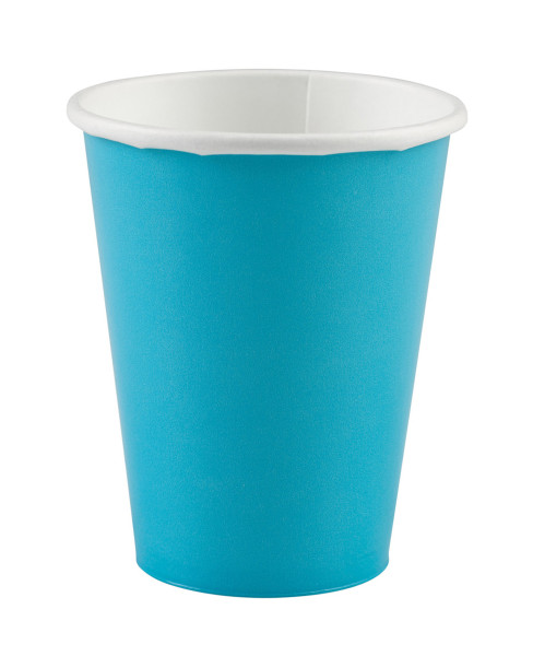 20 paper cups in azure blue 266ml