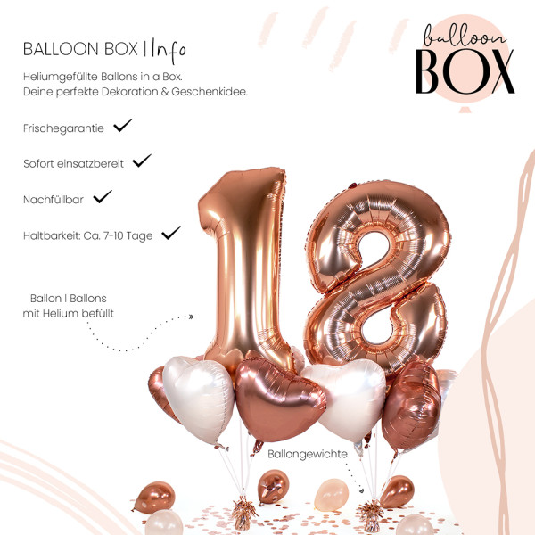 10 Heliumballons in der Box Rosegold 18 3
