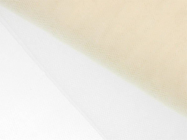 Tessuto fine in tulle in argilla color crema 150cm x 50m