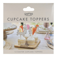 Oversigt: 12 Funny Bunny Cupcake Toppers