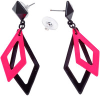 Pink-Schwarze Neon Rauten Ohrringe