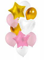 Bouquet de ballons étoilés rose-doré