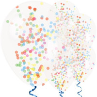 6 kolorowych balonów konfetti niespodzianka 28cm