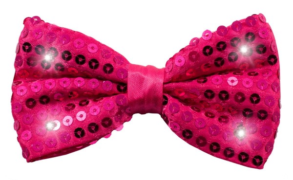 Sequin bow tie pinkie med LED specialeffekt