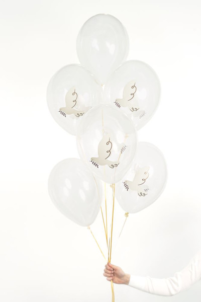 6 latex balloons dove of peace 30cm