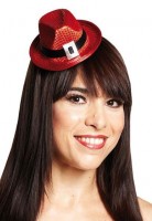 Pailletten Miniatur-Hut Rot Haarclip