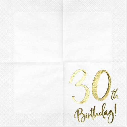20 skinnende 30-års fødselsdagsservietter 33cm