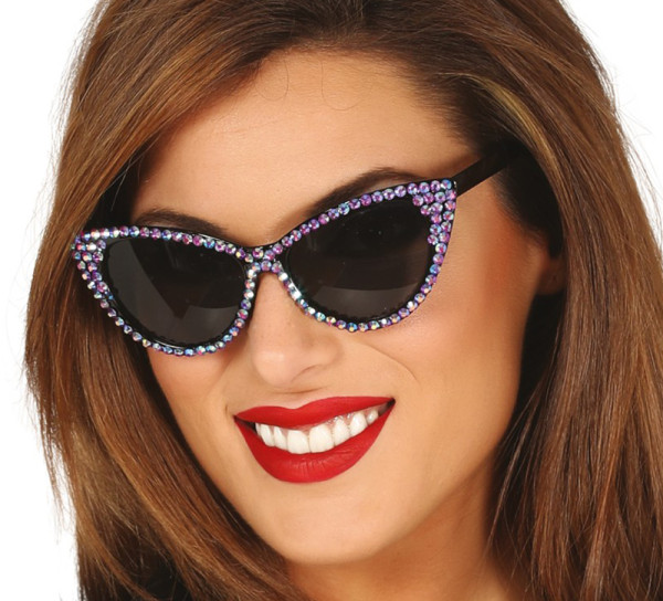 Gafas glamurosas de los años 50 en color violeta.