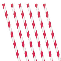 24 red and white striped paper straws