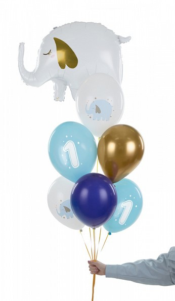 6 Blaue Happy First Year Latexballons 30cm 3