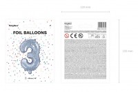 Vorschau: Holografischer Zahl 3 Folienballon 35cm