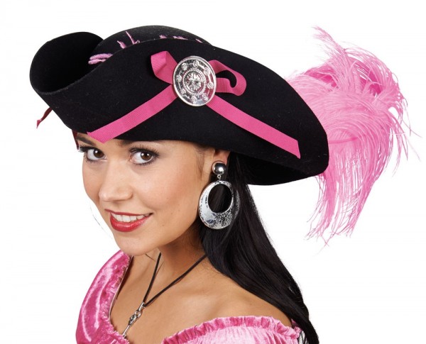 Schwarz-Pinker Piratinnen Hut Für Damen