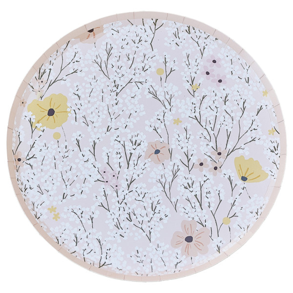 8 piatti di carta mare di fiori 25 cm