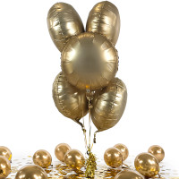 Vorschau: 5 Heliumballons in der Box Golden matt