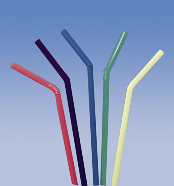 100 pailles Flexi Cocktail colorées 25,5 cm