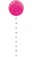 Vorschau: Glitzer Ballonanhänger pink-schwarz 1,8m