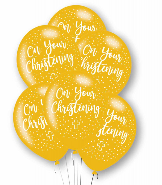 6 golden On your Christening balloons 27.5cm